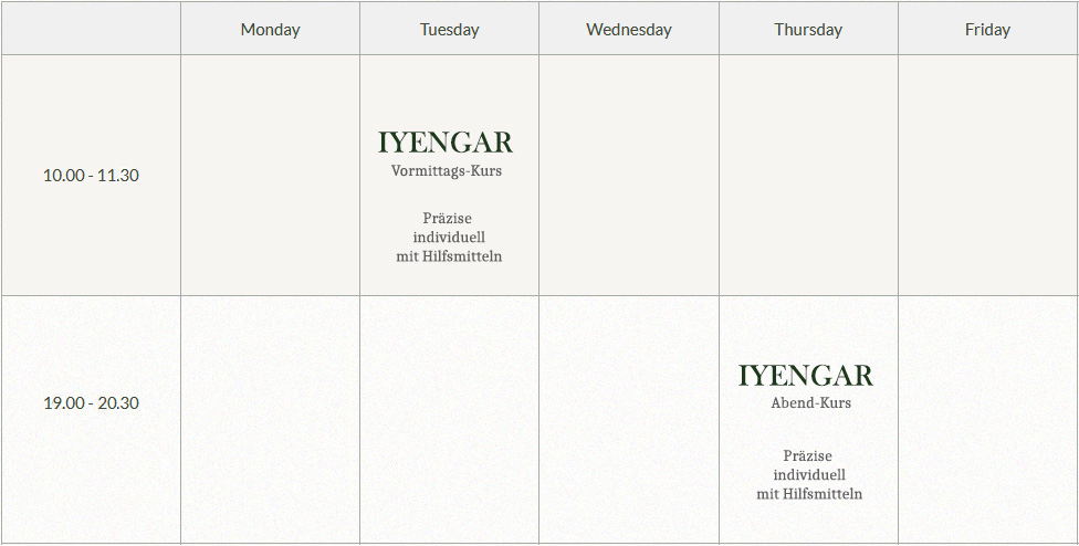 Yoga Connewitz Kursplan